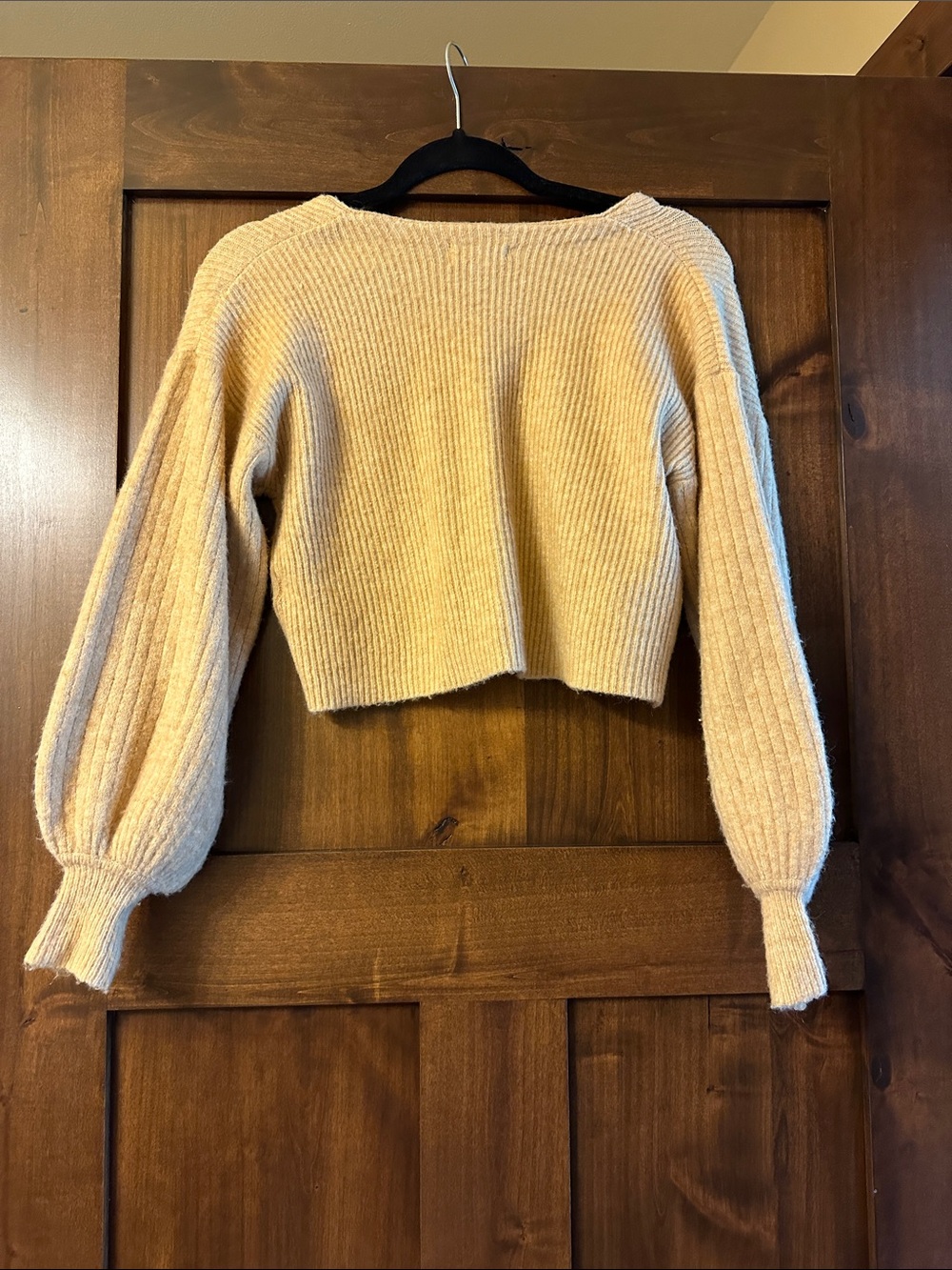 Topshop Cropped Ribbed Button-Front Cardigan - Cream - Picture 5 of 5